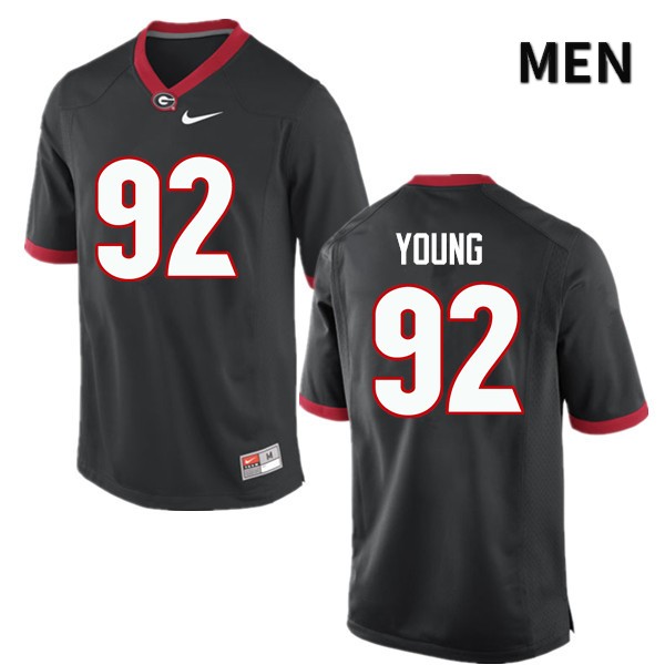 Georgia Bulldogs Men's Justin Young #92 Black Stitched College UGA Football Jersey 23XK014MT